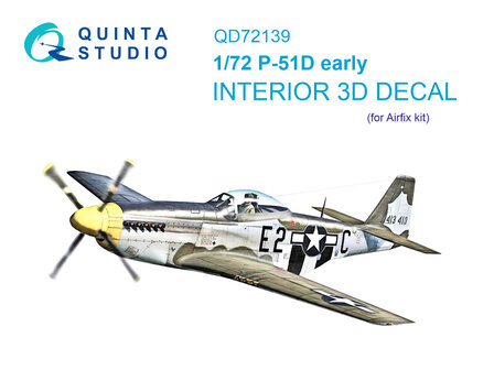 Quinta Studio QD72139 - P-51D early 3D-Printed &amp; coloured Interior on decal paper (for Airfix kit) - 1:72