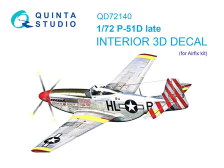 Quinta Studio QD72140 - P-51D late 3D-Printed &amp; coloured Interior on decal paper (for Airfix kit) - 1:72