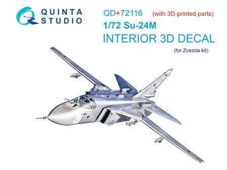 Quinta Studio QD+72116 - Su-24M 3D-Printed &amp; coloured Interior on decal paper (for Zvezda kit) (with 3D-printed resin part) - 1:72