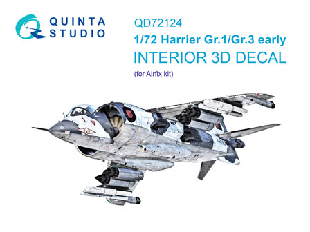 Quinta Studio QD72124 - Harrier Gr.1/Gr.3 early 3D-Printed &amp; coloured Interior on decal paper (for Airfix kit) - 1:72