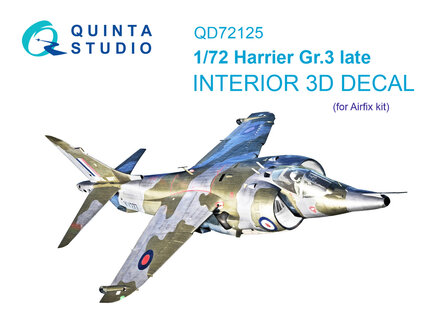 Quinta Studio QD72125 - Harrier Gr.3 late 3D-Printed &amp; coloured Interior on decal paper (for Airfix kit) - 1:72