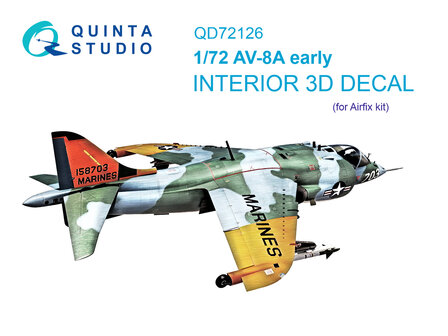 Quinta Studio QD72126 - AV-8A early 3D-Printed &amp; coloured Interior on decal paper (for Airfix kit) - 1:72