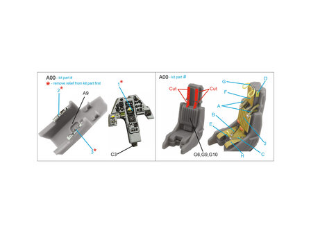 Quinta Studio QD72127 - AV-8A late 3D-Printed &amp; coloured Interior on decal paper (for Airfix kit) - 1:72