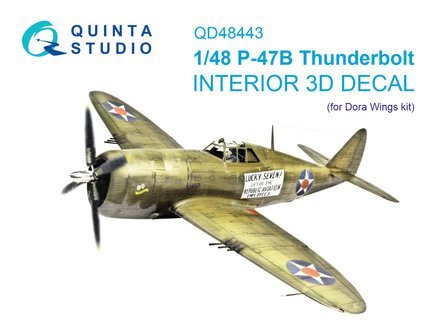 Quinta Studio QD48443 - P-47B Thunderbolt 3D-Printed &amp; coloured Interior on decal paper (for Dora Wings kit) - 1:48