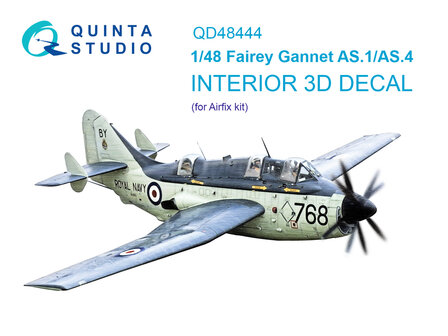 Quinta Studio QD48444 - Fairey Gannet AS.1_AS.4 3D-Printed &amp; coloured Interior on decal paper (for Airfix kit) - 1:48