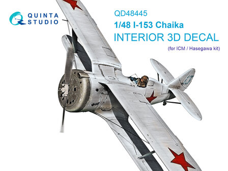 Quinta Studio QD48445 - I-153 3D-Printed &amp; coloured Interior on decal paper (for ICM/Hasegawa kit) - 1:48