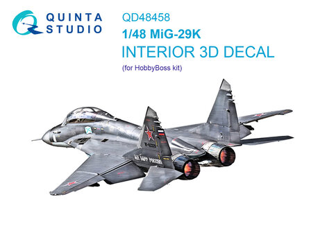 Quinta Studio QD48458 - MiG-29K 3D-Printed &amp; coloured Interior on decal paper (for HobbyBoss kit) - 1:48