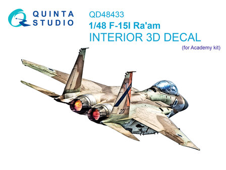 Quinta Studio QD48433 - F-15I 3D-Printed &amp; coloured Interior on decal paper (for Academy kit) - 1:48