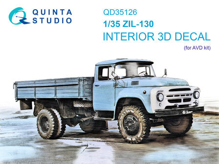 Quinta Studio QD35126 - ZIL-130 3D-Printed &amp; coloured Interior on decal paper (for AVD kit) - 1:35