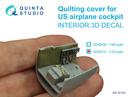 Quinta Studio QD32212 - Quilting cover for US airplane cockpit. 3D-Printed &amp; coloured Interior on decal paper (All kits) - 1:32