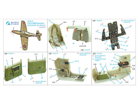 Quinta Studio QD32216 - P-39Q/N Airacobra 3D-Printed &amp; coloured Interior on decal paper (for KittyHawk kit) - 1:32