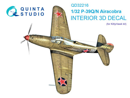 Quinta Studio QD32216 - P-39Q/N Airacobra 3D-Printed &amp; coloured Interior on decal paper (for KittyHawk kit) - 1:32