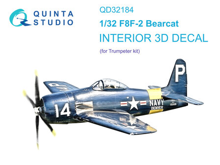 Quinta Studio QD32184 - F8F-2 Bearcat 3D-Printed &amp; coloured Interior on decal paper (for Trumpeter kit) - 1:32