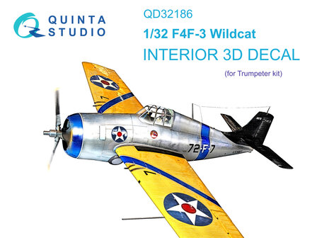 Quinta Studio QD32186 - F4F-3 Wildcat 3D-Printed &amp; coloured Interior on decal paper (for Trumpeter kit) - 1:32