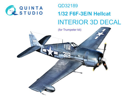 Quinta Studio QD32189 - F6F-3E/N Hellcat 3D-Printed &amp; coloured Interior on decal paper (for Trumpeter kit) - 1:32