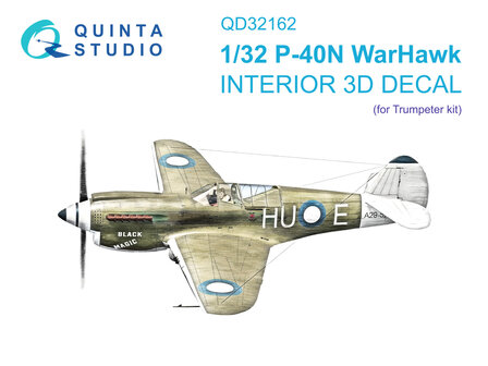 Quinta Studio QD32162 - P-40N Warhawk 3D-Printed &amp; coloured Interior on decal paper (for Trumpeter kit) - 1:32