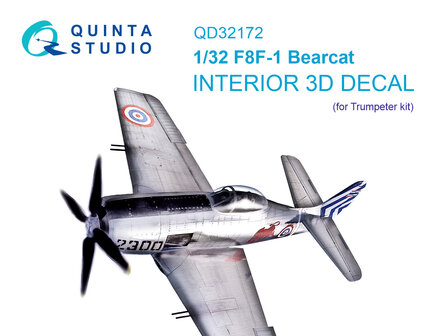 Quinta Studio QD32172 - F8F-1 Bearcat 3D-Printed &amp; coloured Interior on decal paper (for Trumpeter kit) - 1:32