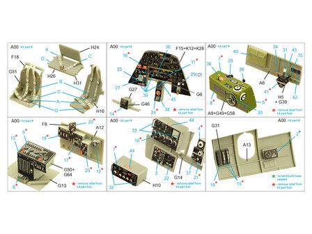 Quinta Studio QD32178 - TBM-3 Avenger 3D-Printed &amp; coloured Interior on decal paper (for Trumpeter kit) - 1:32