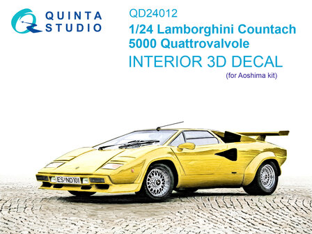 Quinta Studio QD24012 - Lamborghini Countach 5000 QV 3D-Printed &amp; coloured Interior on decal paper (for Aoshima kit) - 1:24