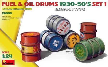 MiniArt 24009 - FUEL &amp; OIL DRUMS 1930-50&rsquo;S SET 1. GERMAN TYPE - 1:24