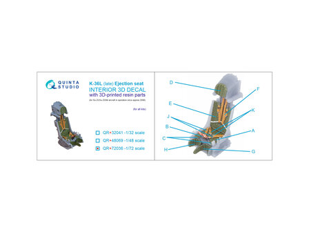 Quinta Studio QR+72036 -  K-36L (late) ejection seat (for Su-25/Su-25SM aircraft since 2008) (All kits) - 1:72