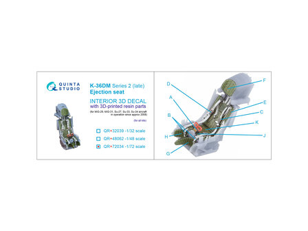 Quinta Studio QR+72034 -  K-36DM Series2 (late) ejection seat (for MiG-29, MiG-31, Su-27, Su-33, Su-34 aircraft since 2008) (All kits) - 1:72