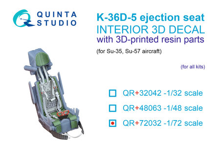 Quinta Studio QR+72032 -  K-36D-5 ejection seat (for Su-35, Su-57 aircraft) (All kits) - 1:72