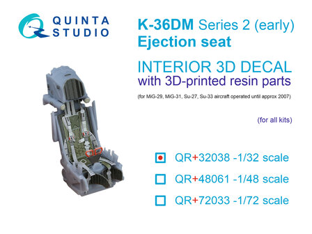 Quinta Studio QR+32038 -  K-36DM Series2 (early) ejection seat (for MiG-29, MiG-31, Su-27, Su-33 aircraft until 2007) (All kits) - 1:32