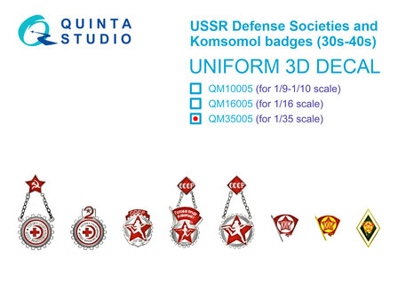 Quinta Studio QM35005 -  USSR Defense Societies and Komsomol badges (1930s-1940s) - 1:35