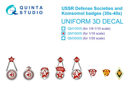 Quinta Studio QM16005 -  USSR Defense Societies and Komsomol badges (1930s-1940s) - 1:16