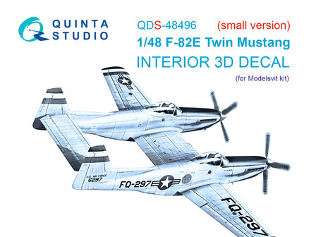 Quinta Studio QDS-48496 -  F-82E Twin Mustang 3D-Printed &amp; coloured Interior on decal paper (Modelsvit) - Small Version - 1:48