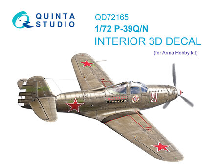 Quinta Studio QD72165 -   P-39Q/N Airacobra 3D-Printed &amp; coloured Interior on decal paper (Arma Hobby) - 1:72