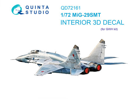 Quinta Studio QD72161 -  MiG-29SMT 3D-Printed &amp; coloured Interior on decal paper (GWH) - 1:72