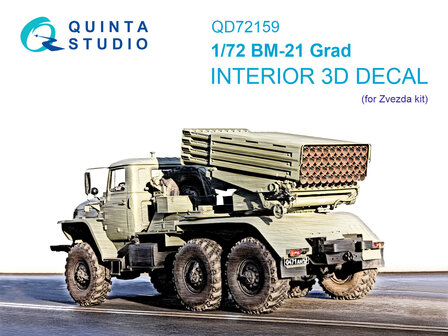 Quinta Studio QD72159 -  BM-21 Grad 3D-Printed &amp; coloured Interior on decal paper (Zvezda) - 1:72