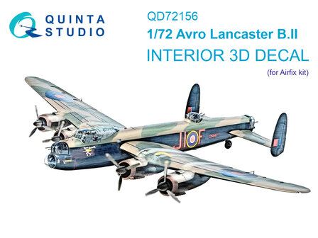 Quinta Studio QD72156 -  Avro Lancaster B.II 3D-Printed &amp; coloured Interior on decal paper (Airfix) - 1:72