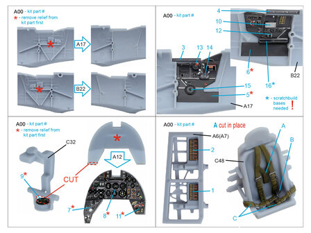 Quinta Studio QD72154 -  Typhoon Mk.1B Late 3D-Printed &amp; coloured Interior on decal paper (Airfix) - 1:72