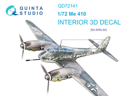 Quinta Studio QD72141 -  Me 410 3D-Printed &amp; coloured Interior on decal paper (Airfix) - 1:72