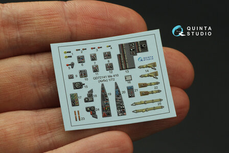 Quinta Studio QD72141 -  Me 410 3D-Printed &amp; coloured Interior on decal paper (Airfix) - 1:72