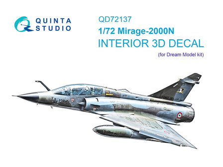 Quinta Studio QD72137 -  Mirage 2000N 3D-Printed &amp; coloured Interior on decal paper (Dream Model) - 1:72