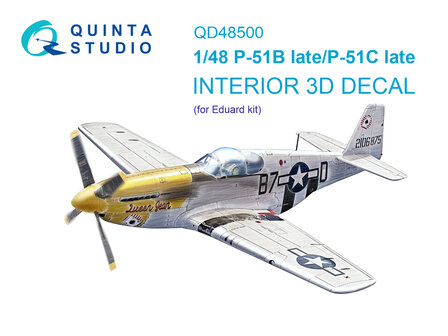 Quinta Studio QD48500 -  P-51B late/P-51C Late 3D-Printed &amp; coloured Interior on decal paper (Eduard) - 1:48