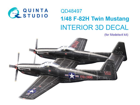 Quinta Studio QD48497 -  F-82H Twin Mustang 3D-Printed &amp; coloured Interior on decal paper (Modelsvit) - 1:48