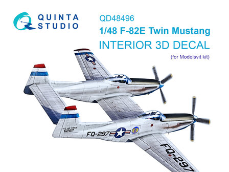 Quinta Studio QD48496 -  F-82E Twin Mustang 3D-Printed &amp; coloured Interior on decal paper (Modelsvit) - 1:48