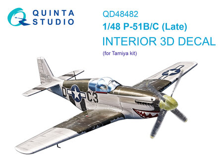 Quinta Studio QD48482 -  P-51B/C (Late) 3D-Printed &amp; coloured Interior on decal paper (Tamiya) - 1:48