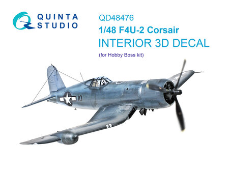 Quinta Studio QD48476 -  F4U-2 Corsair 3D-Printed &amp; coloured Interior on decal paper (Hobby Boss) - 1:48