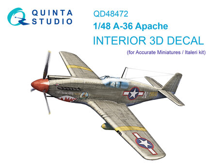 Quinta Studio QD48472 -  A-36 3D-Printed &amp; coloured Interior on decal paper (Accurate Miniatures/Italeri) - 1:48