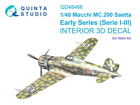 Quinta Studio QD48466 -  Macchi MC.200 Saetta (Early) 3D-Printed &amp; coloured Interior on decal paper (Italeri) - 1:48