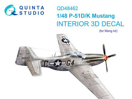 Quinta Studio QD48462 -  P-51D/K 3D-Printed &amp; coloured Interior on decal paper (Meng) - 1:48