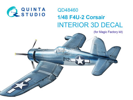 Quinta Studio QD48460 -  F4U-2 Corsair 3D-Printed &amp; coloured Interior on decal paper (Magic Factory) - 1:48