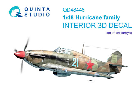 Quinta Studio QD48446 -  Hurricane family 3D-Printed &amp; coloured Interior on decal paper (Italeri/Tamiya) - 1:48