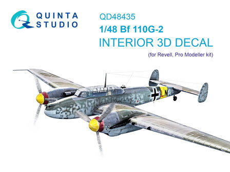 Quinta Studio QD48435 -  Bf 110G-2 3D-Printed &amp; coloured Interior on decal paper (Revell) - 1:48